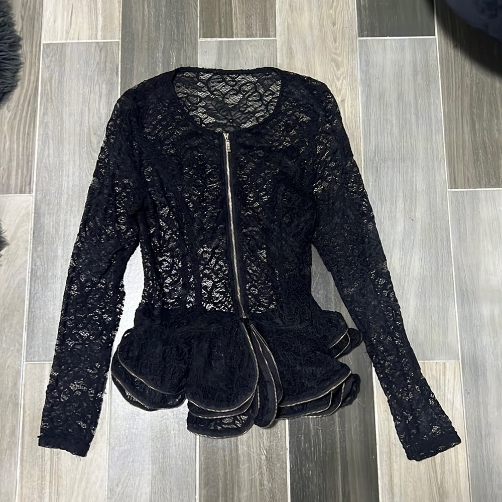 Elegant Black Lace Peplum Top
